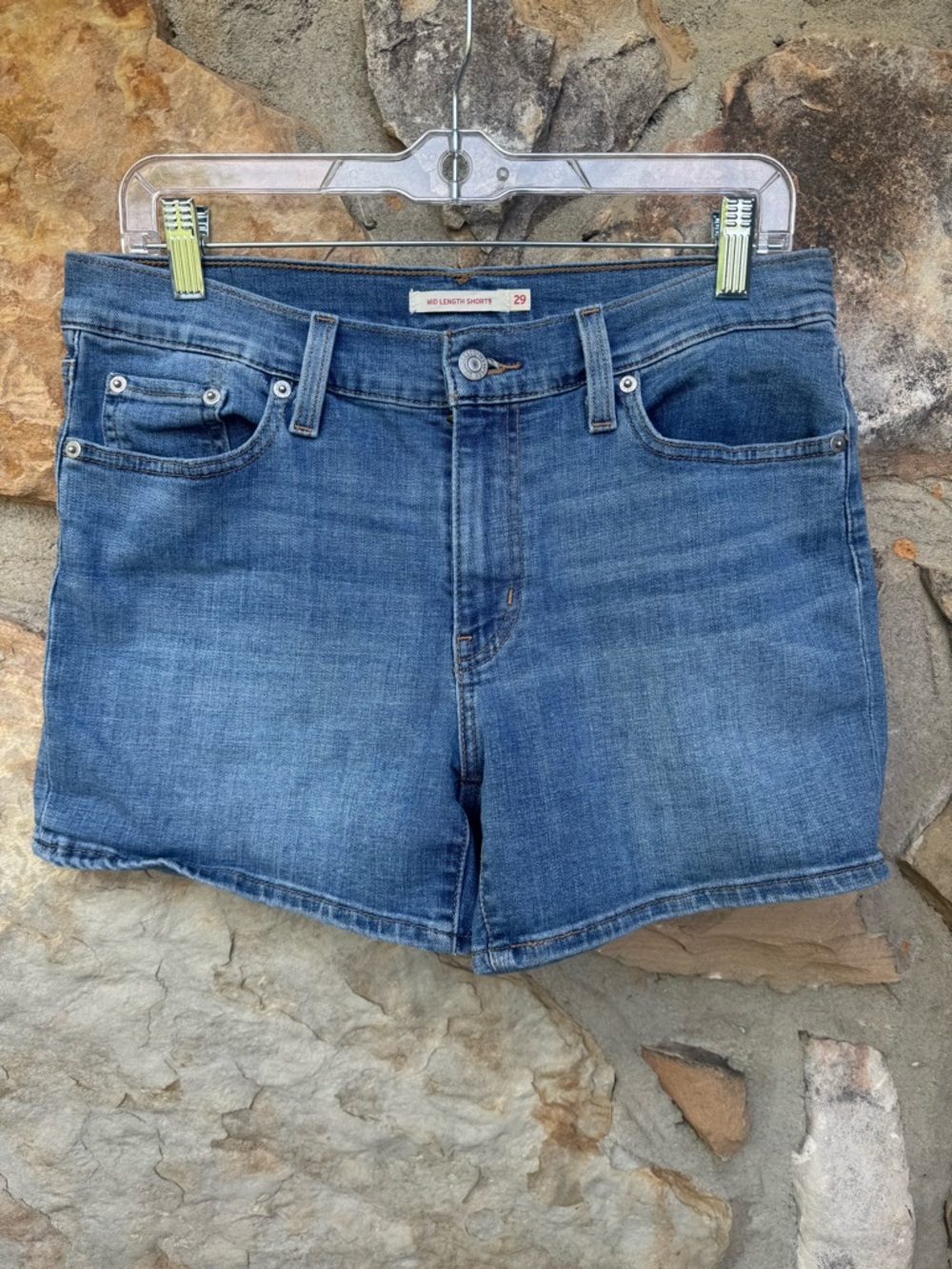 Levi's Blue Mid Length Denim Shorts Medium Wash 29 5 in inseam